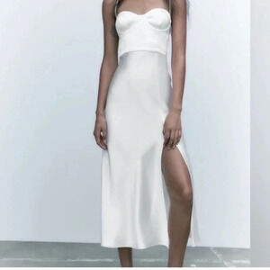 NWT Zara white silk corset dress